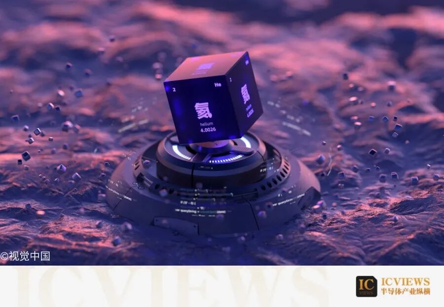 氦气元素立方体三维渲染示意图