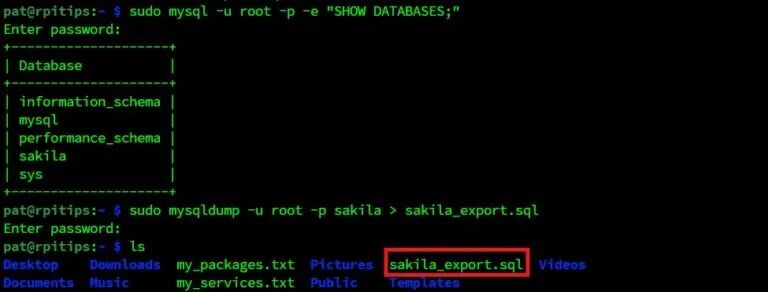 MySQL 数据库导出示例