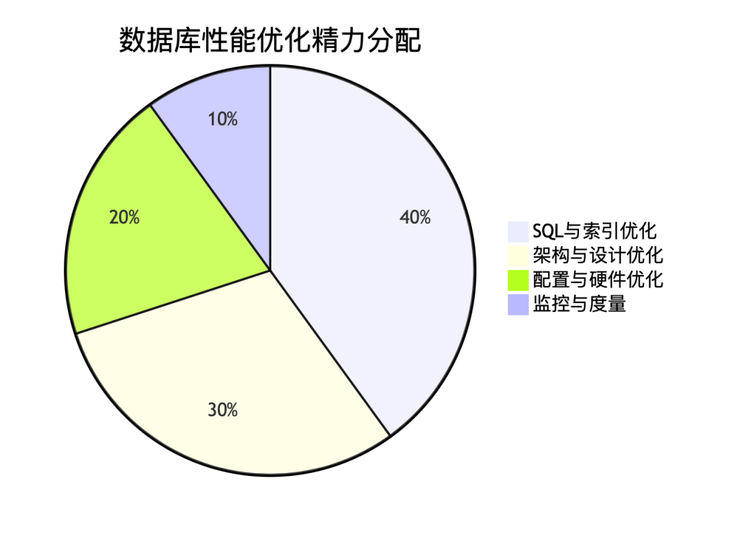 数据库性能优化精力分配饼图