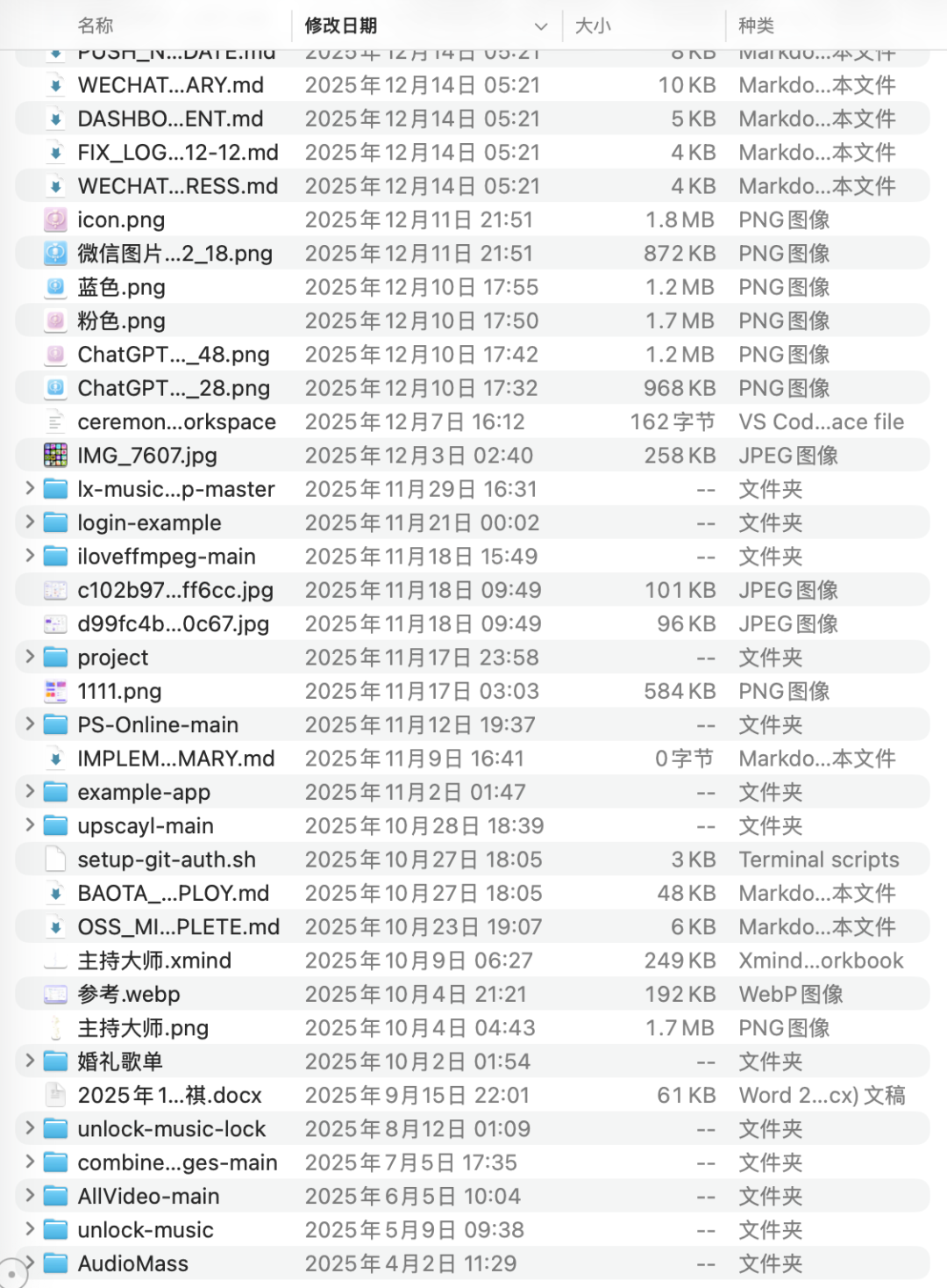 杂乱的项目文件管理器视图