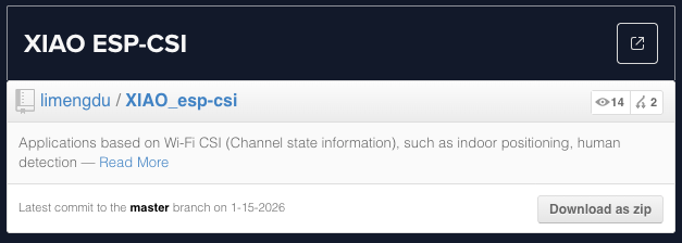XIAO ESP-CSI项目GitHub仓库截图