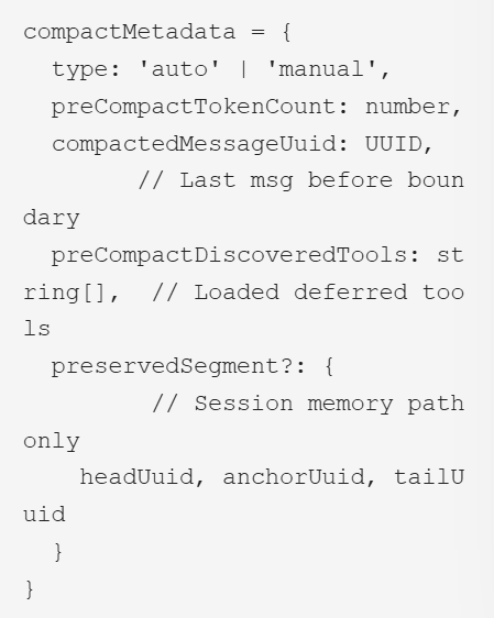 压缩元数据结构示例