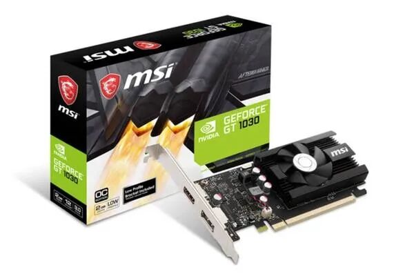 微星 NVIDIA GeForce GT 1030 OC Low Profile 单风扇半高刀卡及包装盒