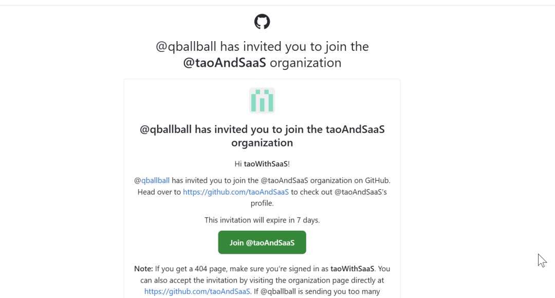 GitHub组织邀请邮件通知示例