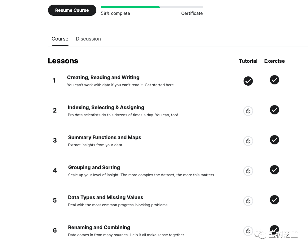 Pandas课程目录与进度