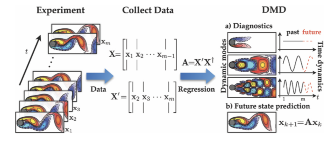 DMD算法在流体流动应用上的算法流程示意图