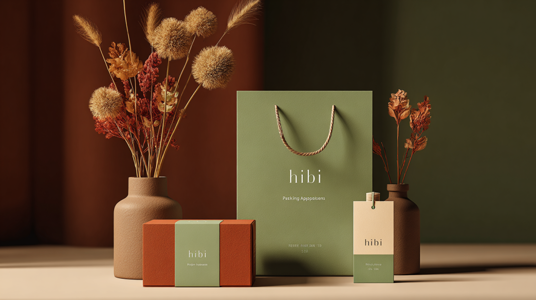 Hibi品牌绿白配色手提袋与礼盒设计