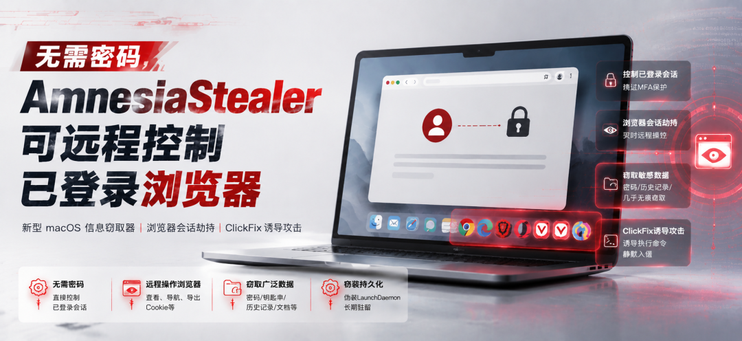 AmnesiaStealer 远程控制已登录浏览器示意图