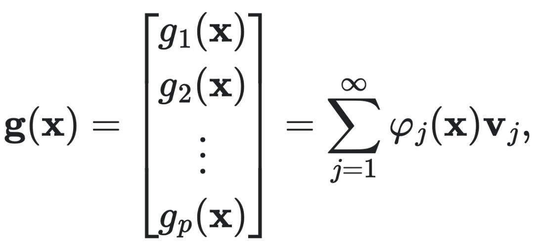 $g(x) = \sum_{j=1}^\infty \varphi_j(x) v_j$