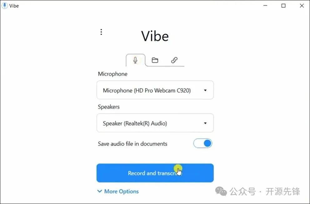 Vibe 麦克风与系统音频录制设置