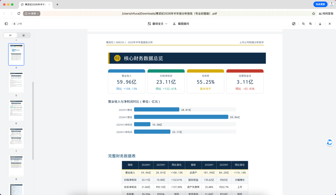华虹纪半年度报告分析结果