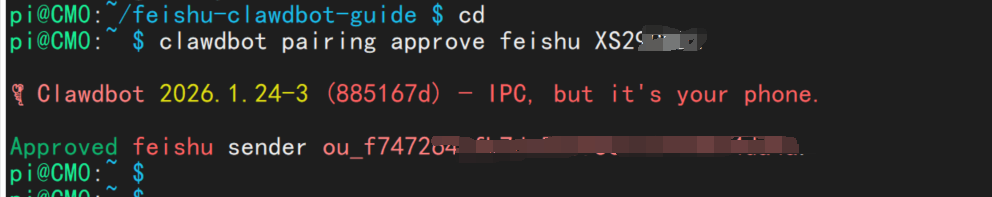 飞书配对成功日志