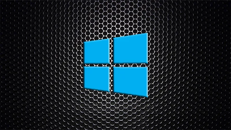 Windows徽标黑色背景六边形图案