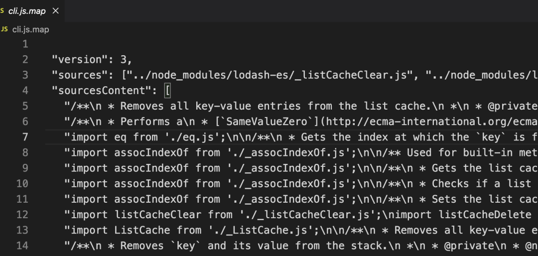 Sourcemap 文件内容截图