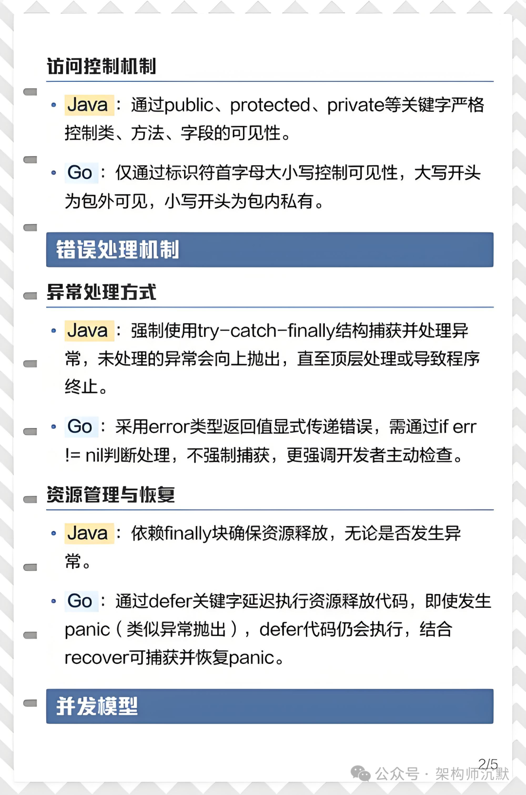Java与Go核心差异解析图:错误处理与并发模型