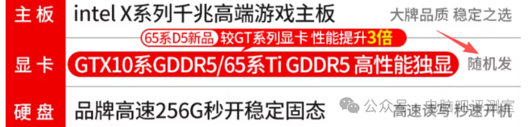 另一张标注“随机发”显卡的配置图