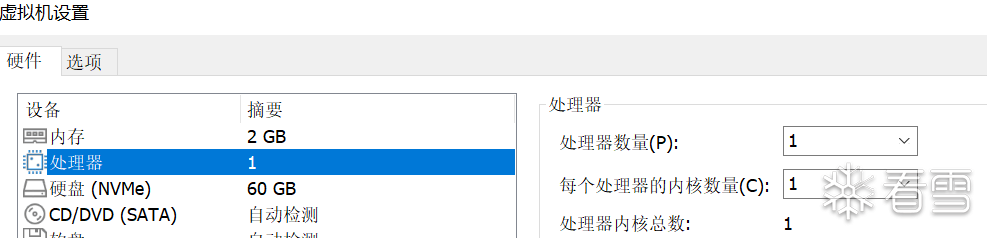 虚拟机处理器配置