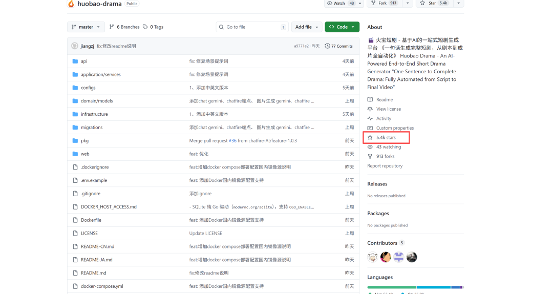 火宝短剧（Huobao Drama）GitHub仓库页面截图