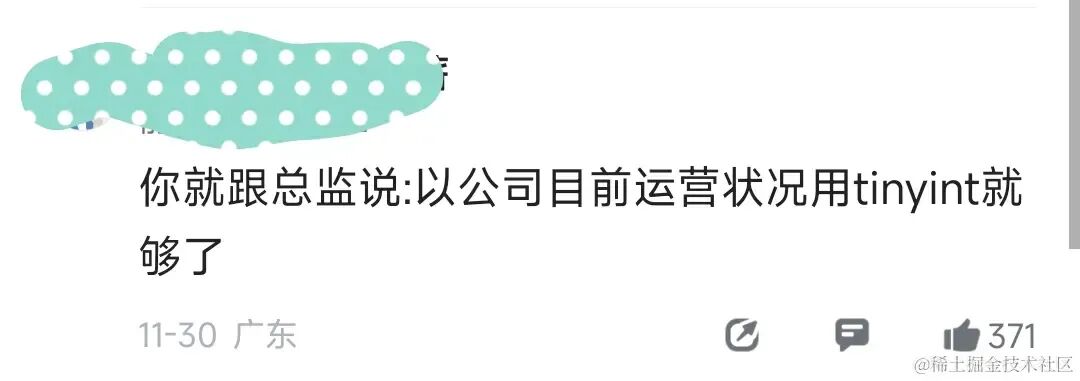 网友调侃:公司现状用tinyint就足够