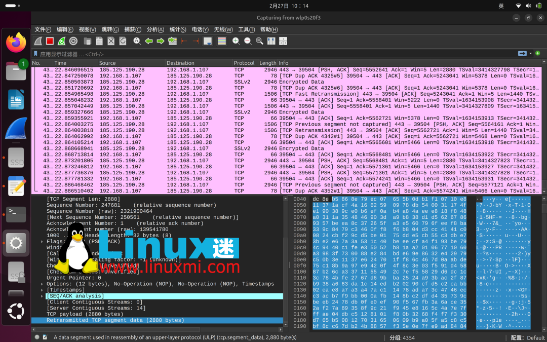Wireshark捕获的数据包详情视图