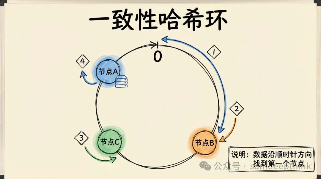 一致性哈希环示意图