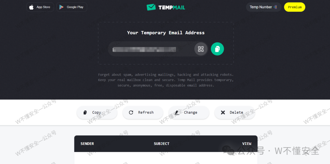Temp-Mail界面截图