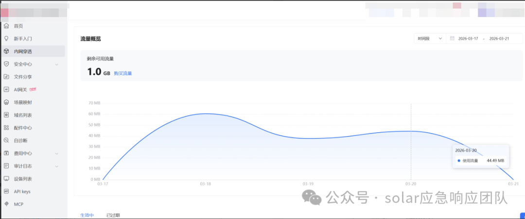 免费版内网穿透工具仅存留的粗粒度流量消耗记录（缺失源IP与会话详情）