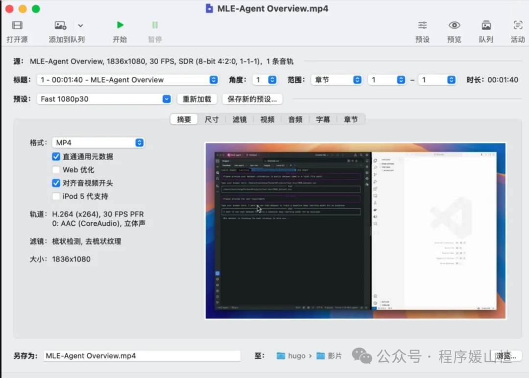 HandBrake界面截图展示转码设置