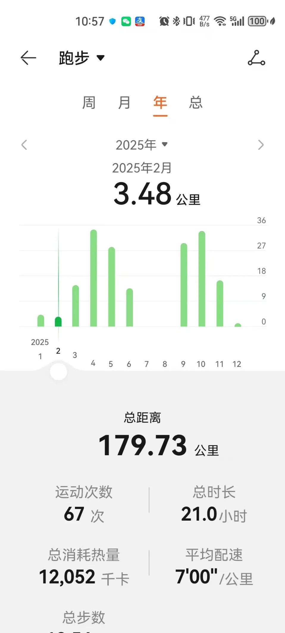 2025年跑步数据统计截图