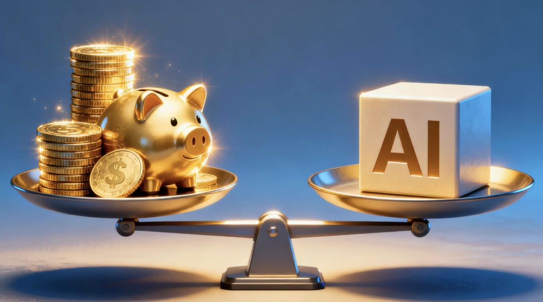 衡量AI价值的天平示意图