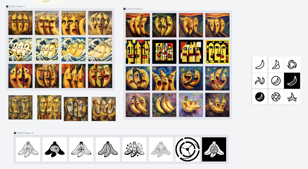 多种艺术风格（如油画、立体派、几何抽象等）的香蕉创意设计合集