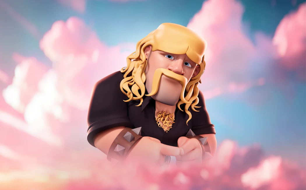 卡通风格的大胡子角色自信形象