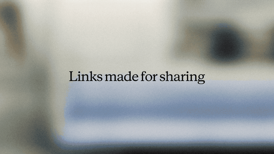 以动图抽帧形式展示了界面截图和状态提示，包含“Links made for sharing”和“Artifacts, now available”等画面