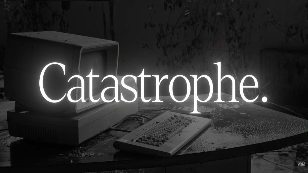 描述“SaaSpocalypse”概念的黑白破败场景图