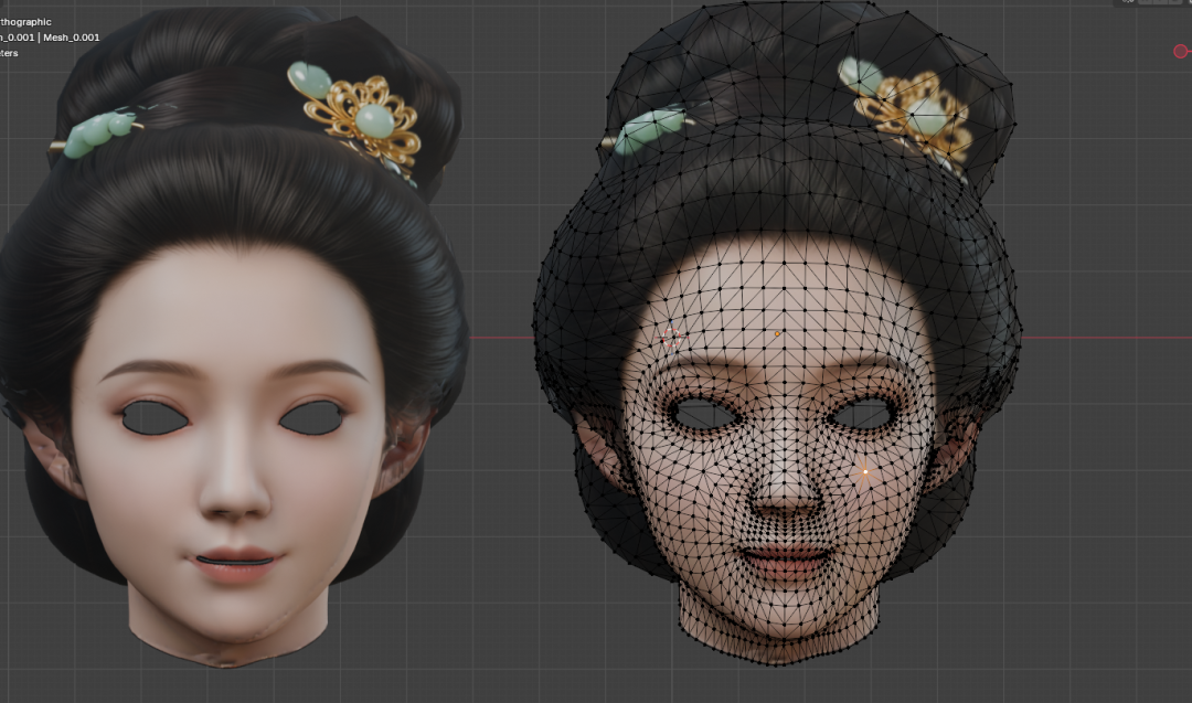 最终模型的规整UV与渲染效果对比