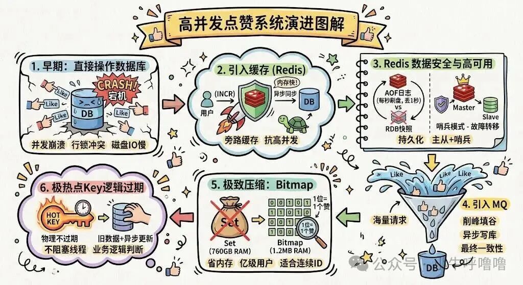 高并发点赞系统演进图解