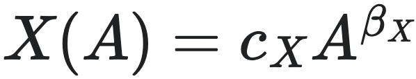 X(A) = c_X A^{β_X}