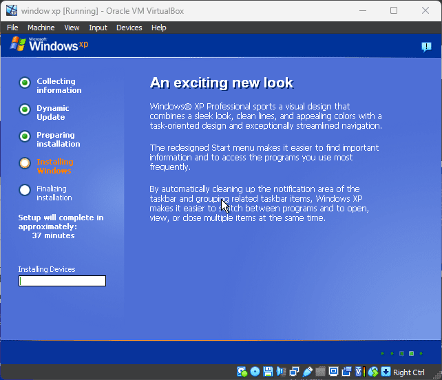 Windows XP Professional 安装进度与设备安装界面
