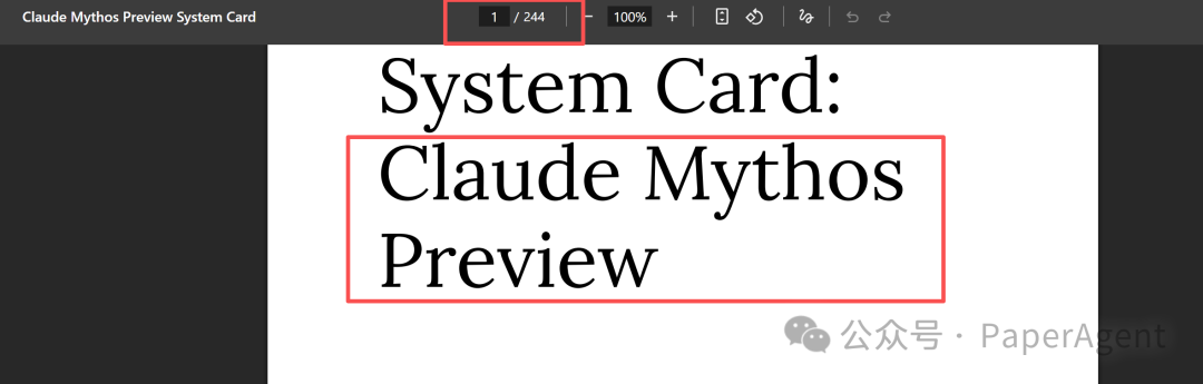 Claude Mythos Preview System Card文档封面