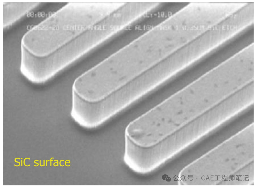 经过优化RIE刻蚀后的垂直SiC源柱侧壁SEM图