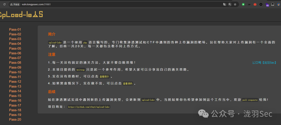 Upload-Labs项目介绍与关卡列表