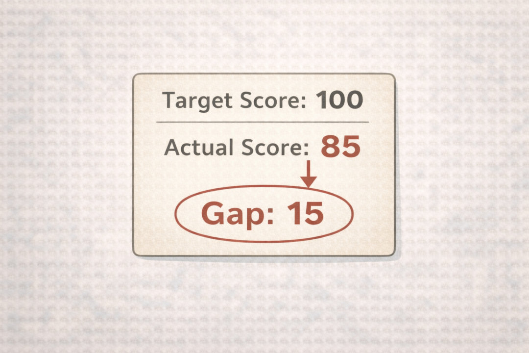 损失函数示意图：目标分数与实际分数之间的差距