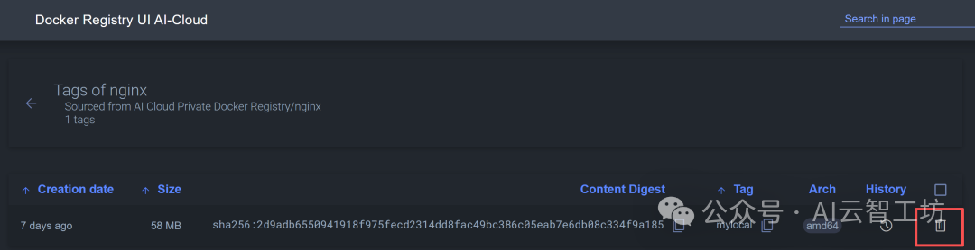 nginx镜像标签详情页