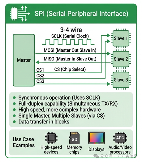 SPI全双工通信连接示意图