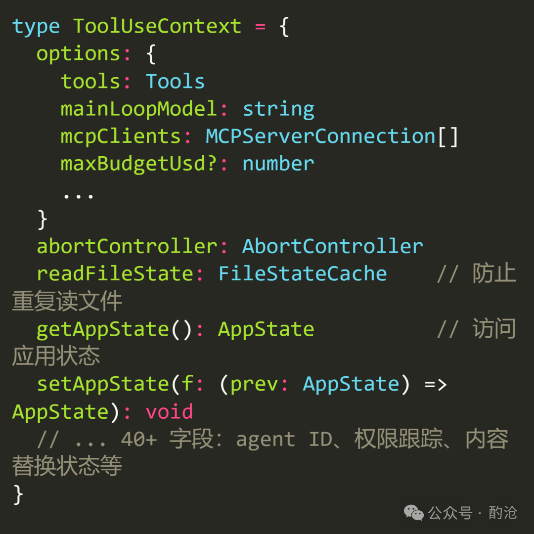 TypeScript ToolUseContext类型定义代码截图