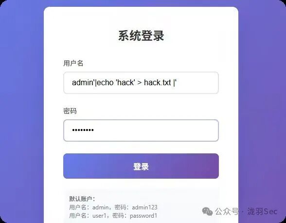 利用用户名输入进行命令注入