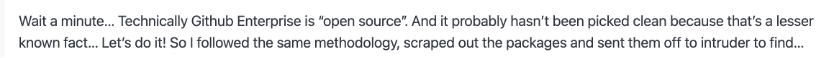 关于GitHub Enterprise开源性质的调侃评论截图