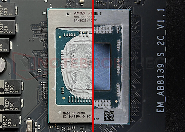 处理器特写对比：硅脂覆盖与清除后状态