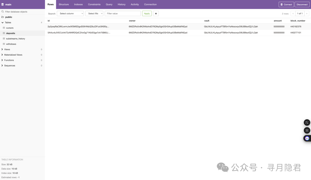 PostgreSQL存款数据表截图